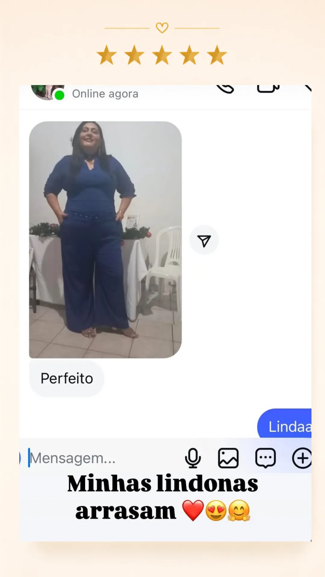 Avaliação positiva recebida pela Vânia Modas no Instagram
